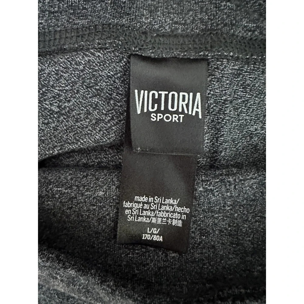 Victoria Sport Leggings Womens Large Gray Capri Foldover Waist‎ Logo Gym Yoga